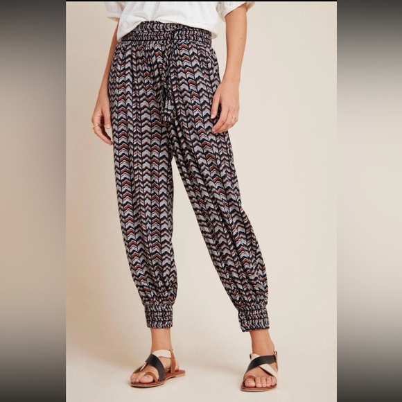 Anthropologie Women's Black Orange Aniya Pull On Balloon Jogger Pants XS EUC - Picture 2 of 13